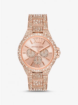 Michael Kors Oversized Camille Pavé Rose Gold-Tone Women Watch ROSE GOLD | USASGK1619