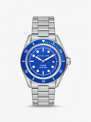 Michael Kors Oversized Maritime Silver-Tone Men Watch SILVER | USAQMH2076