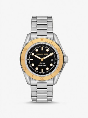 Michael Kors Oversized Maritime Silver-Tone Men Watch TWO TONE | USAWNJ2077