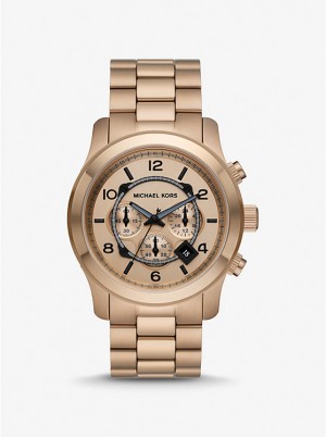 Michael Kors Oversized Runway Beige Gold-Tone Men Watch HUSK | USARVL2079