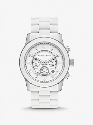 Michael Kors Oversized Runway White-Tone Women Watch WHITE | USANWU1635