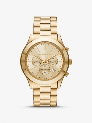 Michael Kors Oversized Slim Runway Gold-Tone Women Watch GOLD | USAKOF1642