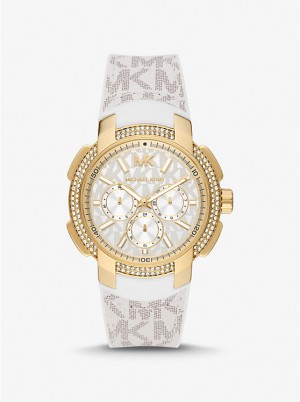 Michael Kors Oversized Sydney Pavé Gold-Tone and Logo Women Watch VANILLA | USAJPG1643