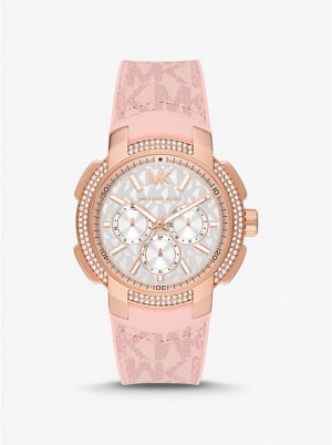 Michael Kors Oversized Sydney Pavé Rose Gold-Tone and Logo Women Watch PINK | USAHAH1644