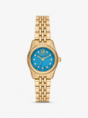 Michael Kors Petite Lexington Pavé Gold-Tone Women Watch TURQUOISE | USAOKV1651