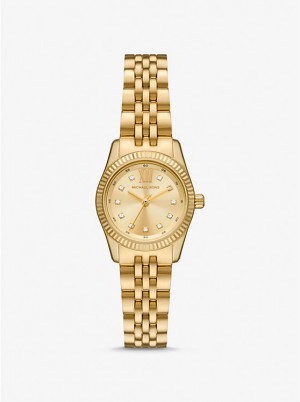 Michael Kors Petite Lexington Pavé Gold-Tone Women Watch GOLD | USAILB1652