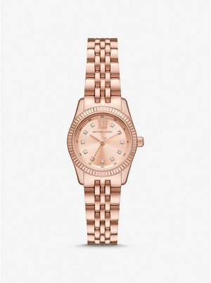 Michael Kors Petite Lexington Pavé Rose Gold-Tone Women Watch ROSE GOLD | USAUZN1653