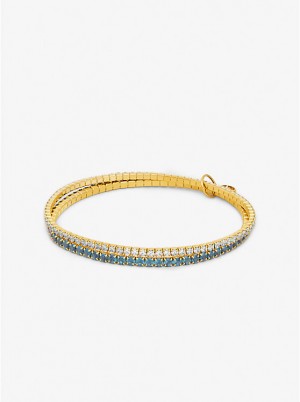 Michael Kors Precious Metal-Plated Brass Double Wrap Tennis Women Bracelet TURQUOISE | USAXYR1524