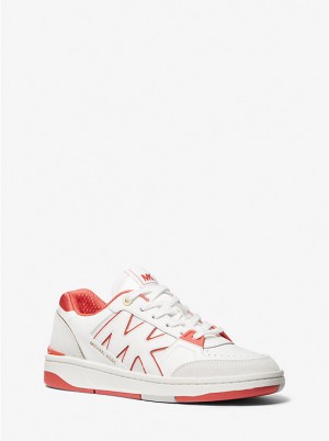 Michael Kors Rebel Leather Women Sneakers SPICED CORAL MULTI | USAXYB2003