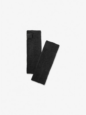 Michael Kors Ribbed Cashmere Fingerless Women Gloves BLACK | USAJPZ1000