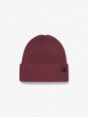 Michael Kors Ribbed Knit Beanie Men Hat CORDOVAN | USANWK2051