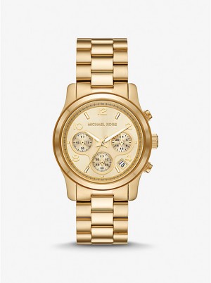 Michael Kors Runway Gold-Tone Women Watch GOLD | USAQMR1659