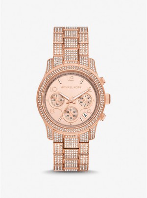 Michael Kors Runway Pavé Rose Gold-Tone Women Watch ROSE GOLD | USATCO1664