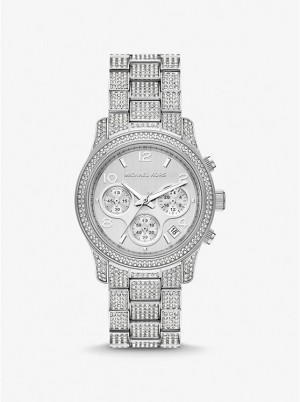 Michael Kors Runway Pavé Silver-Tone Women Watch SILVER | USAUZA1666