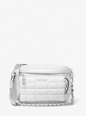 Michael Kors Slater Medium Quilted Leather Sling Pack Women Crossbody Bag OPTIC WHITE | USAWNM1141