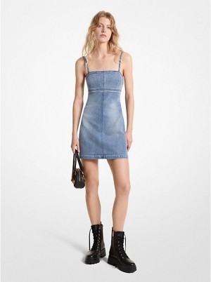 Michael Kors Stretch Denim Mini Women Dress BLUE VINTAGE WASH | USAILO1340