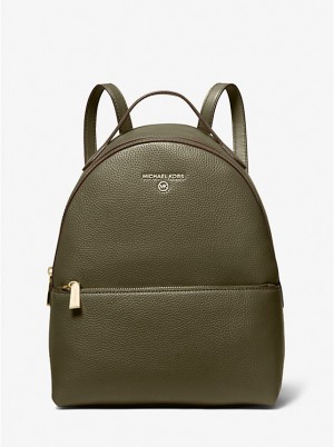 Michael Kors Valerie Medium Pebbled Leather Women Backpack OLIVE | USAPJJ1078