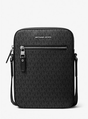 Michael Kors Varick Logo Flight Men Crossbody Bag BLACK | USATCO2123