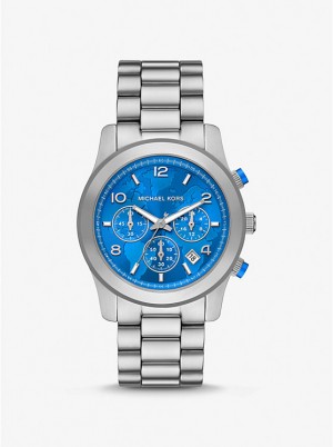 Michael Kors Watch Hunger Stop Oversized Runway Silver-Tone Men Watch SILVER | USAHAR2091