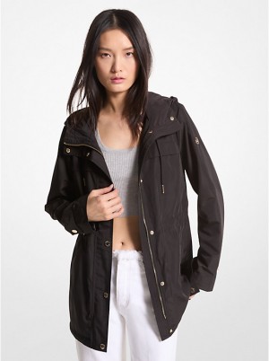 Michael Kors Woven Hooded Anorak Women Jacket BLACK | USAHAE1415