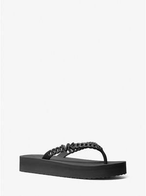 Michael Kors Zaza Platform Flip Flop Women Sandals BLACK | USAYXN1977