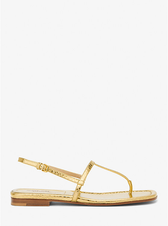 Michael Kors Ali Metallic Python Embossed Leather Women Flats GOLD | USALIV1678