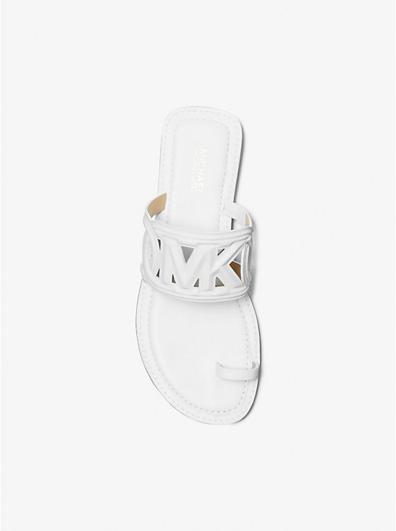 Michael Kors Alma Leather Flat Women Sandals OPTIC WHITE | USAYXC1758