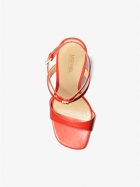 Michael Kors Amara Leather Women Sandals SPICED CORAL | USAWNM1762