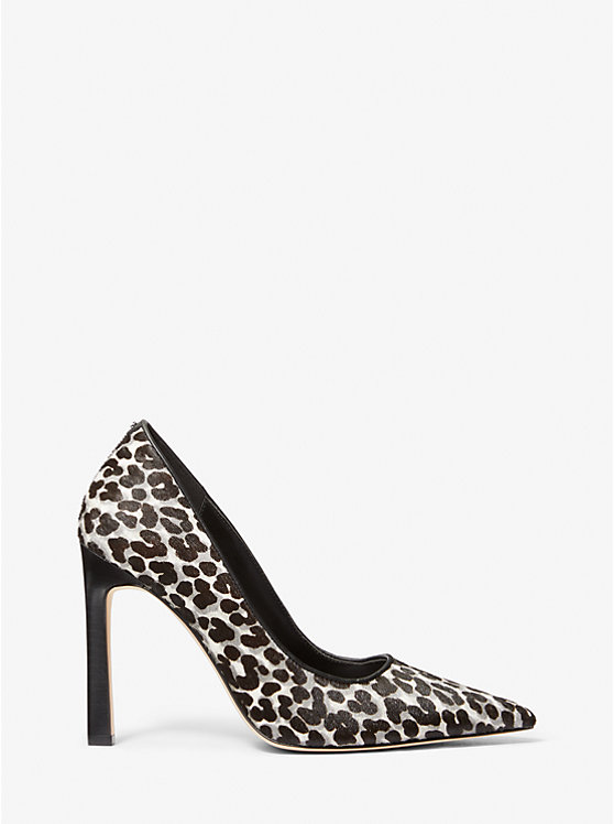 Michael Kors Amara Leopard Print Calf Hair Women Pumps BLACK COMBO | USABEM1735