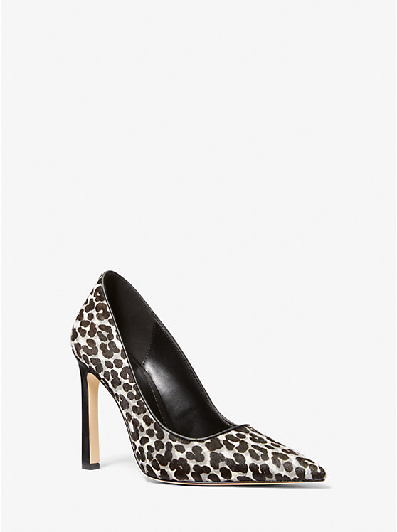 Michael Kors Amara Leopard Print Calf Hair Women Pumps BLACK COMBO | USABEM1735