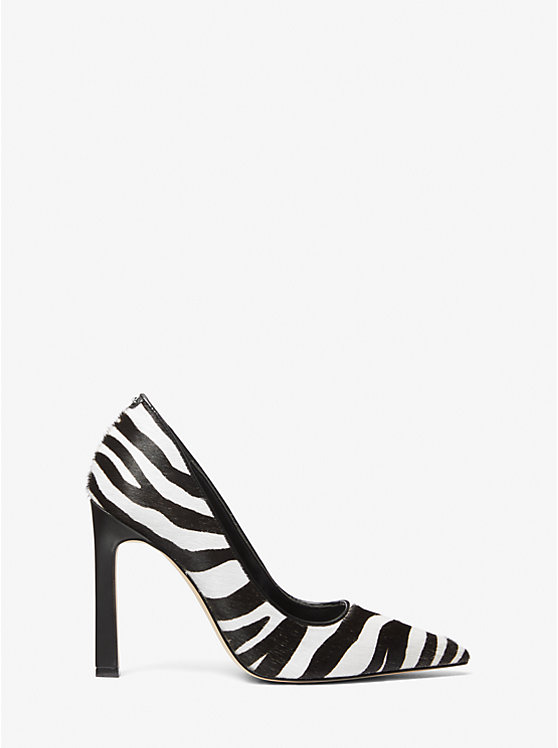 Michael Kors Amara Zebra Print Calf Hair Women Pumps BLACK COMBO | USAMQW1738