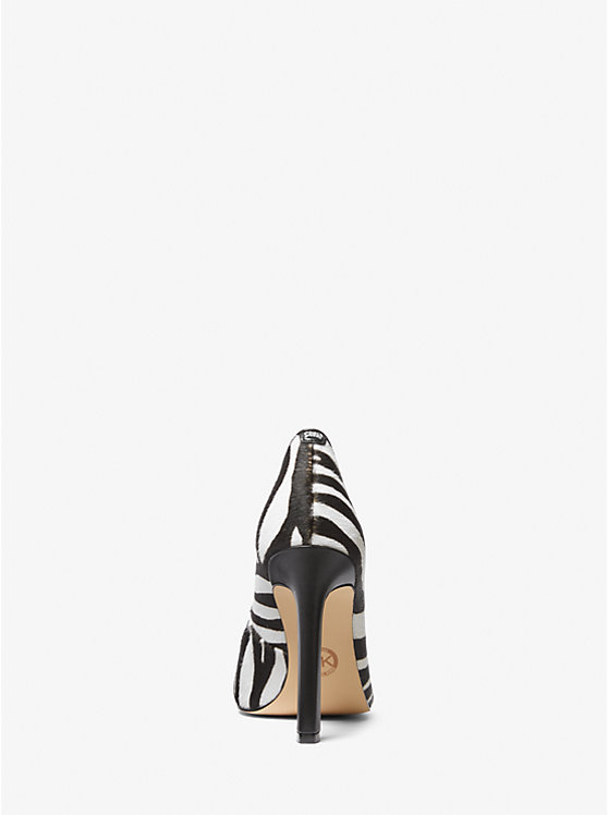 Michael Kors Amara Zebra Print Calf Hair Women Pumps BLACK COMBO | USAMQW1738