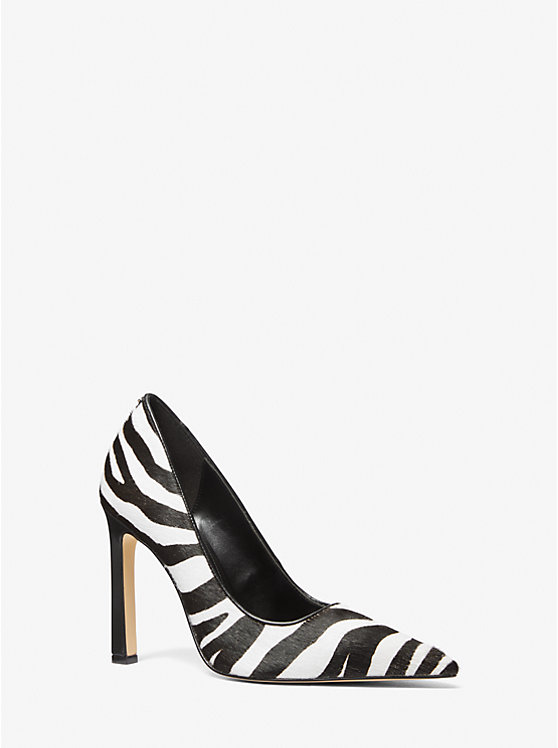 Michael Kors Amara Zebra Print Calf Hair Women Pumps BLACK COMBO | USAMQW1738