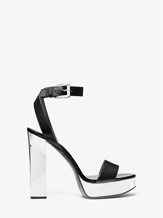 Michael Kors Anabelle Leather Platform Women Sandals BLACK | USAEBE1766