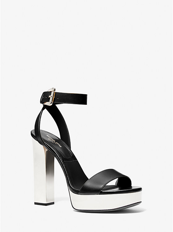 Michael Kors Anabelle Leather Platform Women Sandals BLACK | USAEBE1766