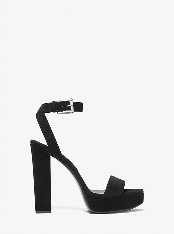 Michael Kors Anabelle Suede Platform Women Sandals BLACK | USAYXY1769