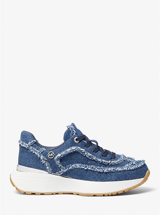 Michael Kors Ari Frayed Denim Women Trainers DENIM | USAYXS2018