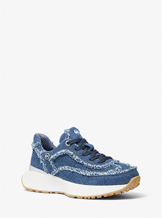 Michael Kors Ari Frayed Denim Women Trainers DENIM | USAYXS2018