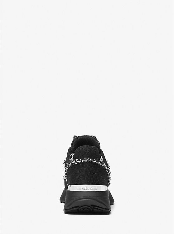 Michael Kors Ari Frayed Denim Women Trainers BLACK | USATCD2019