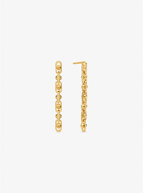 Michael Kors Astor Precious Metal-Plated Sterling Silver Link Drop Women Earrings GOLD | USAKOK1538