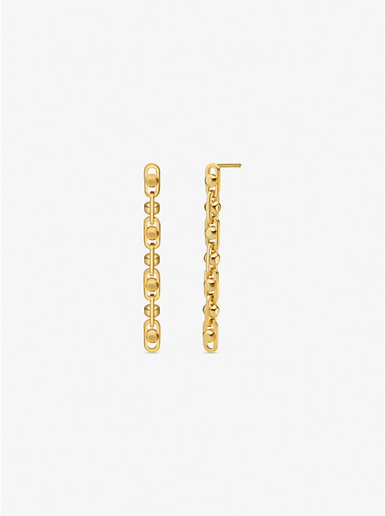 Michael Kors Astor Precious Metal-Plated Sterling Silver Link Drop Women Earrings GOLD | USAKOK1538