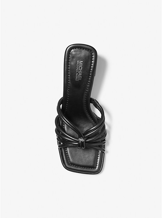 Michael Kors Astra Leather Mule Women Sandals BLACK | USAGSG1778