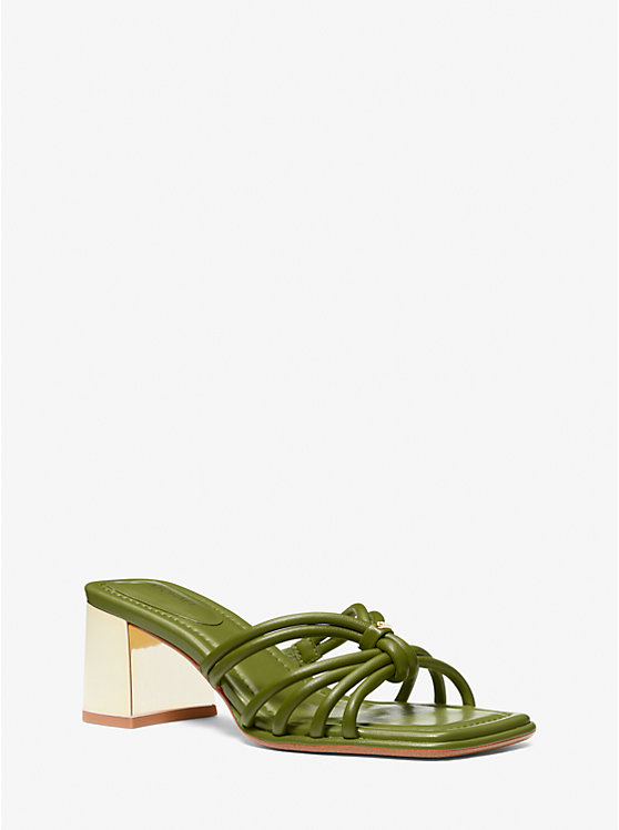 Michael Kors Astra Leather Mule Women Sandals SMOKEY OLIVE | USAHAH1779