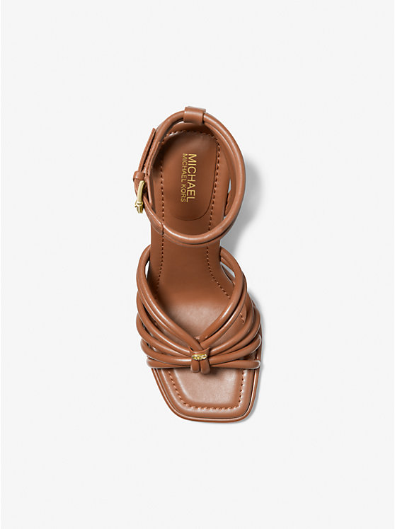 Michael Kors Astra Leather Women Sandals LUGGAGE | USAFDF1777