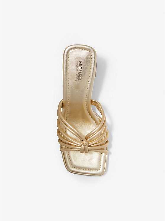 Michael Kors Astra Metallic Leather Mule Women Sandals PALE GOLD | USALIL1782