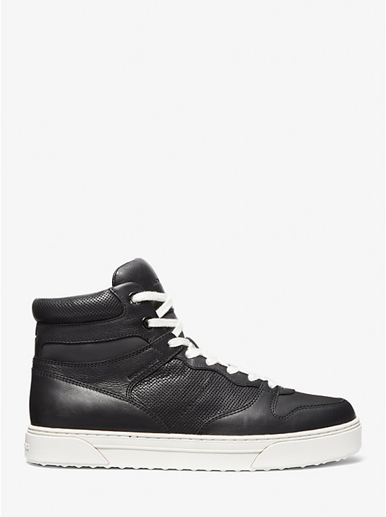 Michael Kors Barett Leather High-Top Men Sneakers BLACK | USALIH2265