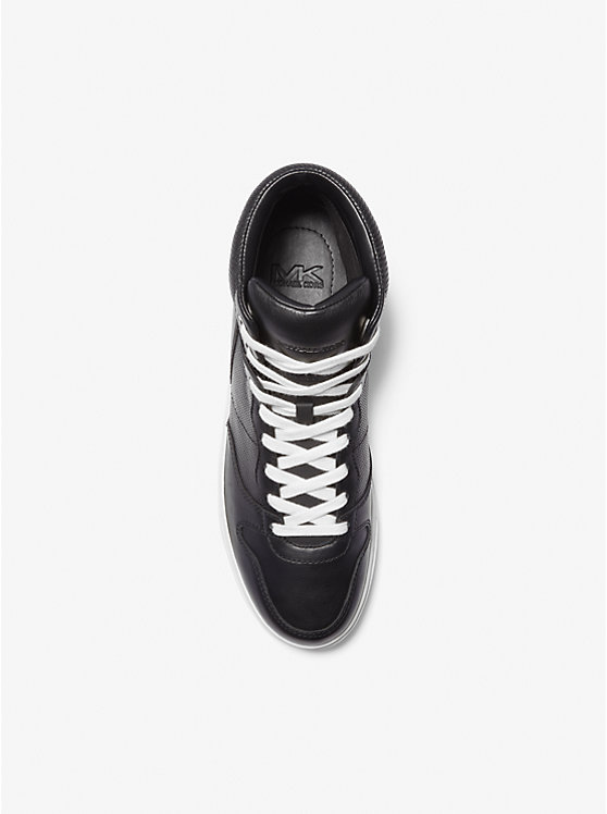 Michael Kors Barett Leather High-Top Men Sneakers BLACK | USALIH2265