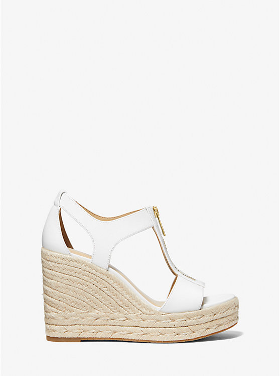 Michael Kors Berkley Leather Wedge Women Sandals OPTIC WHITE | USANWQ1791