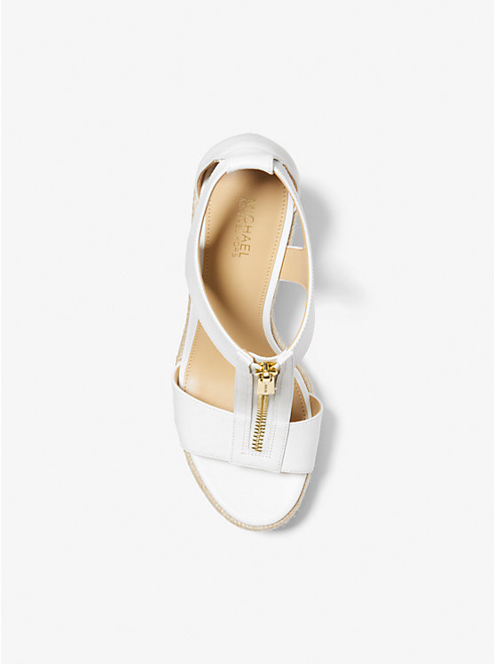 Michael Kors Berkley Leather Wedge Women Sandals OPTIC WHITE | USANWQ1791