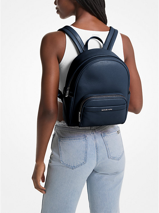 Michael Kors Bex Medium Pebbled Leather Women Backpack NAVY | USAZUU1068